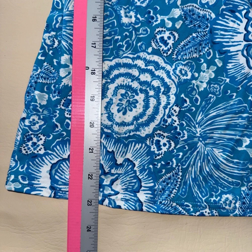 Lands End Blue White Floral‎ Tankini Swim Top Adjustable Straps Size 10